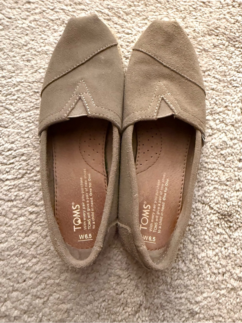 Toms Taupe Suede Slip-On Flats
